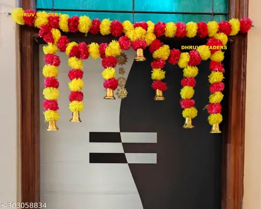 Deity dt life styles artificial marigold orange yellow door set hanging garland (RY EYES MALA )