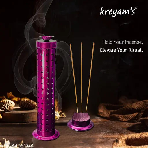 Agarbatti Stand ,Incense Holder, Stainless Steel For Pooja Pink (Set Of 1)