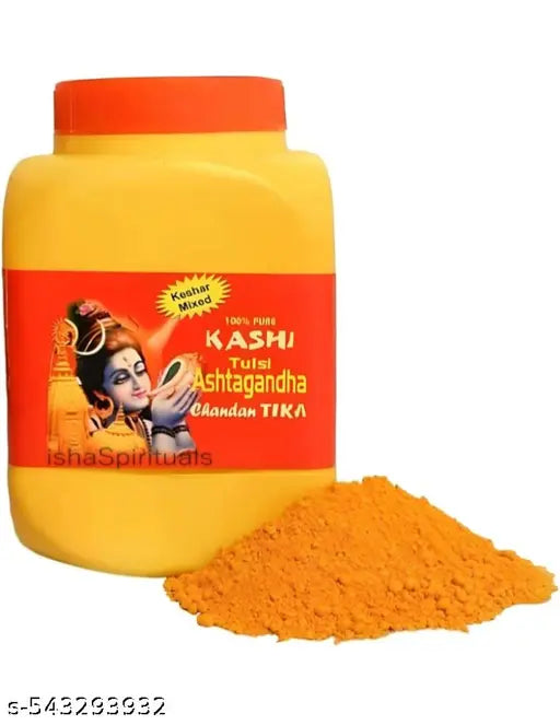 Kashi ashtagandha Chandan Powder Original for Pooja 100% Tulsi Kesar Chandan Yellow Tika Tilak Puja (500 Gram)