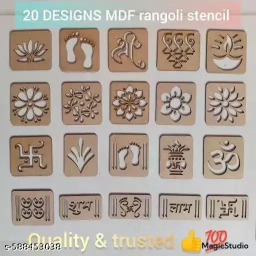 Mdf rangoli stencil chapa 20 design mix size home decor temple rangoli entrance devpuja religious muggulu , kolam