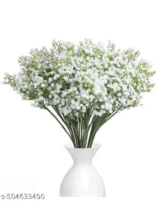 4 Pcs Artificial Baby’s Breath Flowers | Gypsophila Bouquet for Home Decor, Bedroom, Balcony, Garden & Wedding Décoration