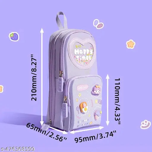 NST  Premium Pencil Case Hang able 6 Layer with 3 Compartment Cute Aesthetic Pencil Case for Girls Large Capacity Pencil Pouch for Kids Cute Stationary Gift for Kids (PURPLE)