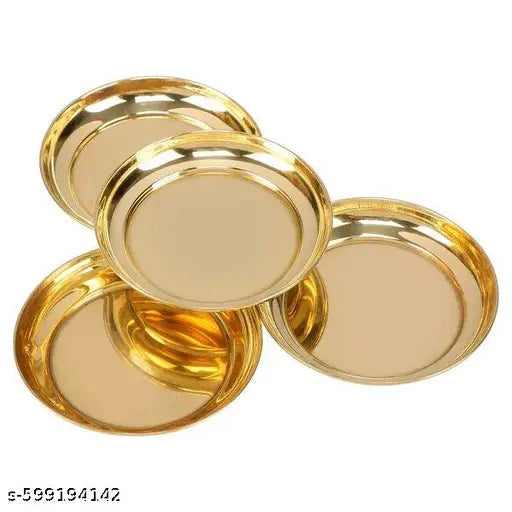 Brass Puja Plate Set of 4 (3 Inch) – Temple & Home Use