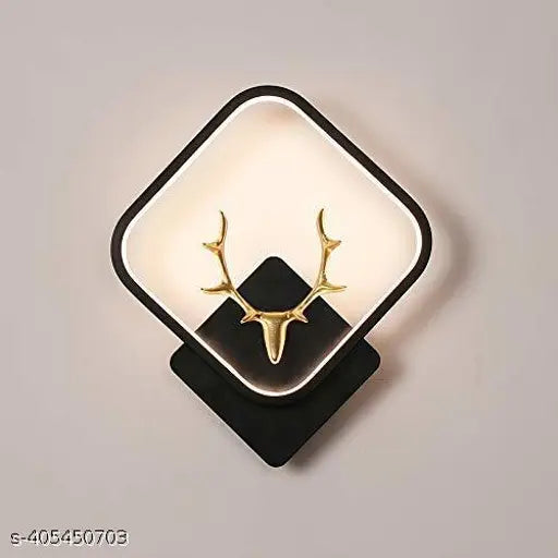 Black Body Home Decore Led Fancy Wall Light,Night Lamp,Decorative Lamp,Wall Hanging Lights for Bedroom,Living Room, Warm White(Square Deer Horn Bk)