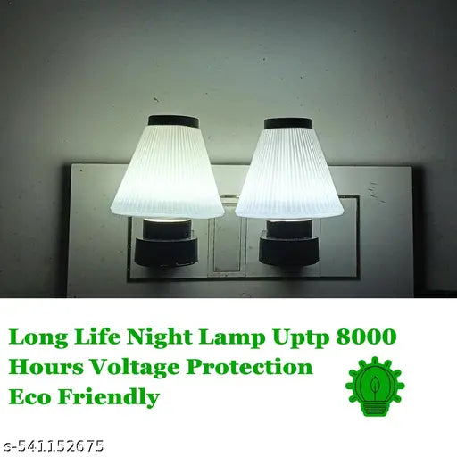 Umbrella Shape Lovely Design Home Decor Energy saving Room Night Lamp 0.5w, Plug & Pin Room Light Color-White (Pack Of 2)