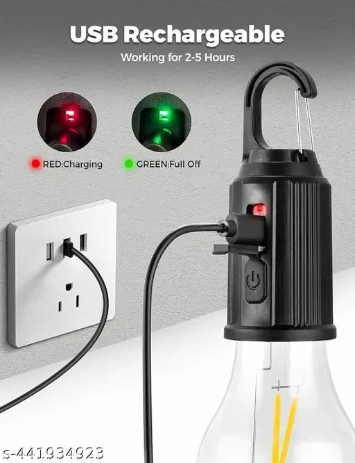 Rechargeable LED Light Bulb, Waterproof LED Tent Lights with USB Cable, 3 Modes Camping Lantern, Hanging Lamp for Hiking, Emergency, Camping, Household, & Car Repairing. (Pack of 2)