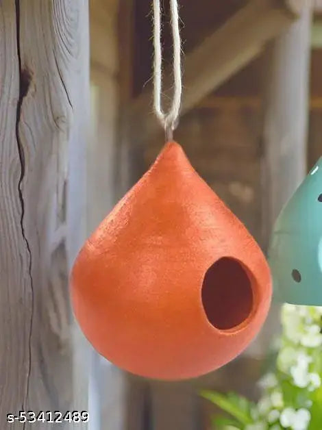 ZENRISE® Terracotta Cone Bird House for Finches and Tiny Little Birds (Indian Clay, Brown, 14 cm)