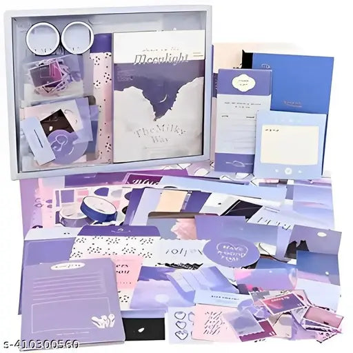 Paper 346 Pcs Vintage Scrapbook Kit, Aesthetic Scrapbooking Kit For Journaling Supplies, Diy Scrapbooking Supplies Bulet Junk Journal Purple