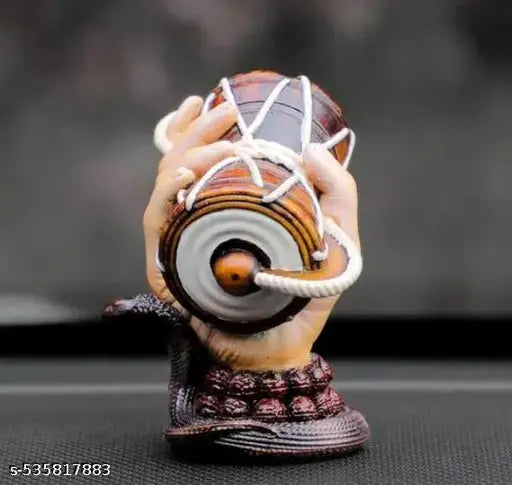 Lord Shiva Hand Holding Damru Showpiece | Hand Damru Idol with Rudraksha & Snake | Car Dashboard Idol | Spiritual Home Decor | Gift for Devotees