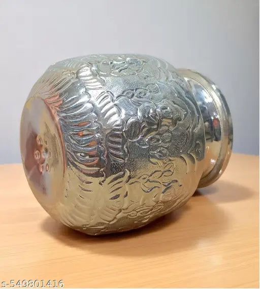 Sigaram 4.5 Inch Silver Plated Astalakshmi Kalash for Home & Temple Pooja Decore K4731