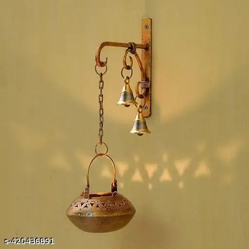 Rajasthani Pure Handmade Handpainted Painted Tea Light Lantern Set with bells and bracket