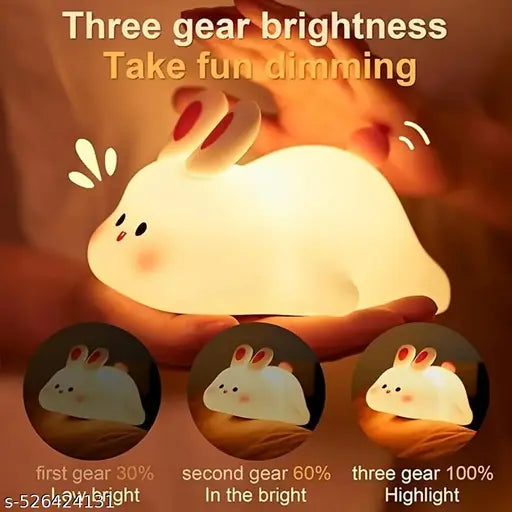 Kids Cute Little Rabbit Night Light Touch Siliconee Animal Night Lamp | Rechargeable LED Bedside Lamp for Children's Bedroom | Ideal Gift for Boys, Girls, Toddlers, and Nursery