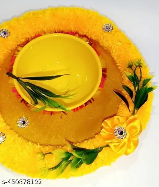 Decorative haldi ceremont plate haldi thali for ceremony