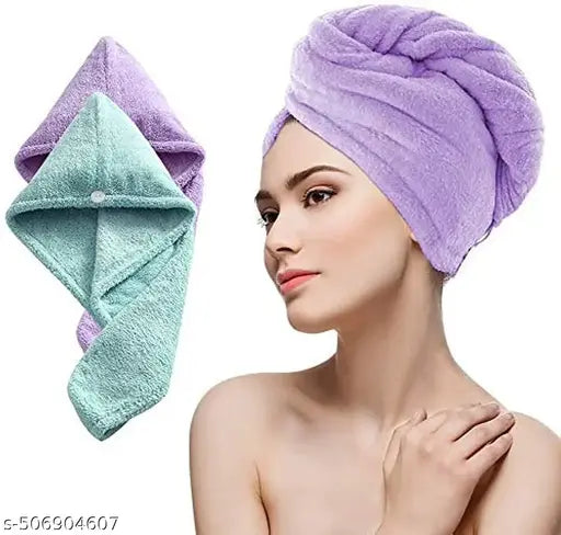 mrowzeex® Hair Towel Wrap - Super Absorbent Microfiber Hair-Drying Cap | 500 GSM Quick-Dry Magic Wrap Towel | Soft & Lightweight Salon Bathrobe Towel for Women & Girls (Multicolor) pk of 1