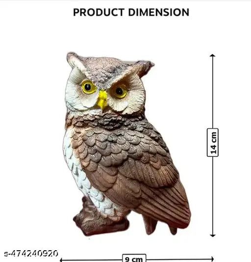 Owl Statue Office Animal Figurine Sculpture Home Decor Side 12x9x14.5cm Decorative Showpiece - 12 cm  (Resin, Multicolor)