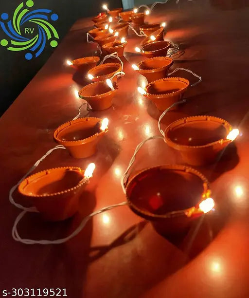 Sprqcart  Pack of 1 Brown diya 14 diya led light