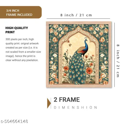 Kotart Traditional Wall Art Painting | Wall Frames For Home Décor Office Living Room | Poster With Frame Wall Decoration Painting | Premium Art Framed Wall Painting For Home Décor | Set of 2 ( 8X8 inch ), Framed)