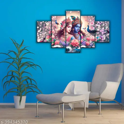 JB Creations Radha Krishna Painting for Home Decor, Bedroom, living Room and For Gifts Digital Reprint 18 inch x 30 inch Painting (Without Frame, Pack of 5)
