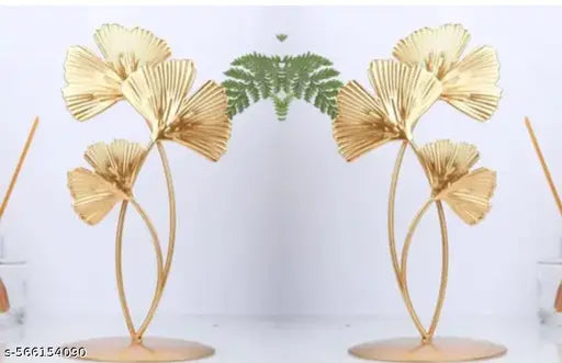 Elegant Gold Ginkgo Leaf Metal Art – Set of 2