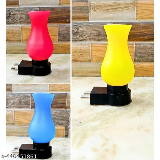 Beautiful push plug & Play floor night lamp 0.5W Energy-saving pack of 3 (Multicolor)