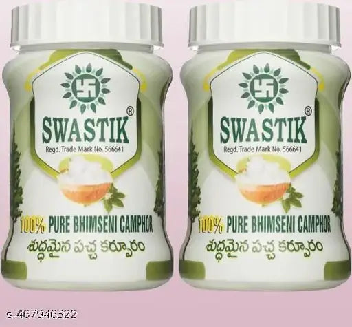 Kapoor | Organic & Original Bhimseni Camphor Jar || Bhimseni Camphor Flakes for Purifying & Pleasant Fragrance for Pooja & Hawan, 100gm Jar (Pack of 2)