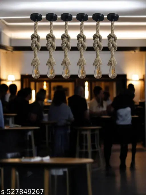 Hanging Decorative Rope Light Pack of 6 Without Bulb ( Brown )- Home Decor, Fancy Light, Light for Restaurant.