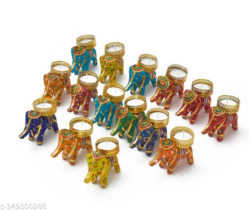PRIDE ART Elephant Tealight Candles for Diwali Decoration, Christmas, Birthday, Party, Room, Office, Carnival Decorative Candles (Pack of 15)