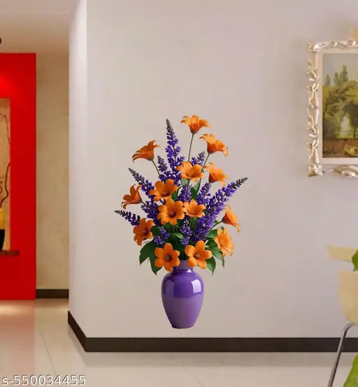 Krishna Sticker " Vintage Flower For Decoration " PVC Vinyl Wall Sticker (38 x 60 cms) - Material Vinyl