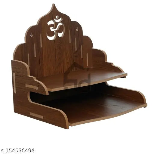 H'Decor Om Design with Shelf Laminated Wood Pooja Temple/Mandir