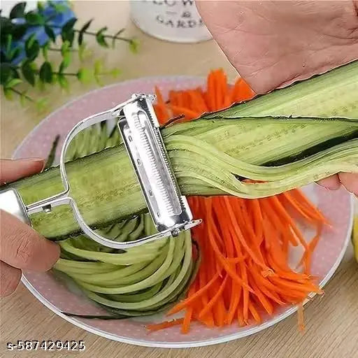 2 in 1 peeler, julienne vegetable cutter, stainless steel slicer, potato peeler, fruit cutter, veggie shredder, salad maker tool, multifunctional kitchen gadget, cucumber peeler, carrot slicer,