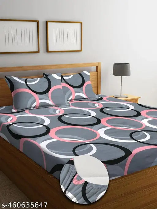 Glace Cotton Microfibre Fitted Queen Bedsheet with 2 Pillow Covers
