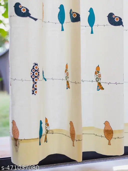 Yaanthiv's Semi-Sheer Floral Curtains - Home Décor Must-Have, Hummy Blue Bird, Door,Pack of 2 Curtains