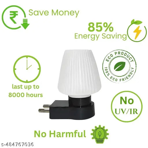 Small LED Night Lampe 0.5w Night lamp for Bedroom, Home Decor Light With Plug Color White & Yellow (Pack Of 2)