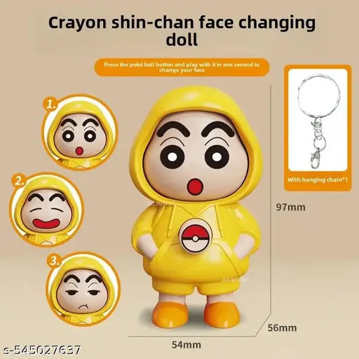 Shinchan Face Changing Keychain Cute Cartoon Key Ring with Three Expressions Anime Gift for Kids & Fans