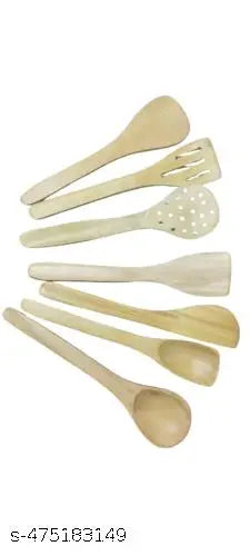 Wooden ladles,spatulas, Tong,Presser for cooking and serving (Pack of 9))