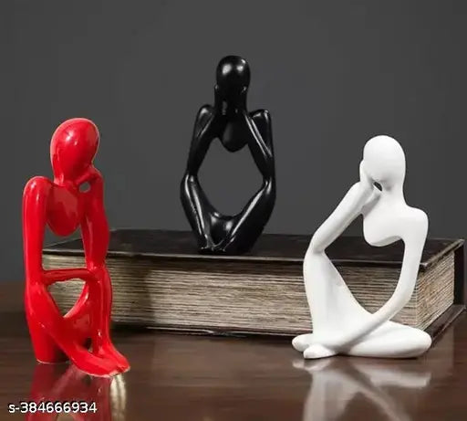 NAZ Home Decor 3pcs Creative Thinker Statue, Abstract Sculpture, Resin Statue Tabletop Decoration, Modern Wedding Bedroom, Living Room Decoration, Family Living Room Decoration, Aesthetic Room Decoration, Birthday Gift, Father's Day Gift, Valentine's Day