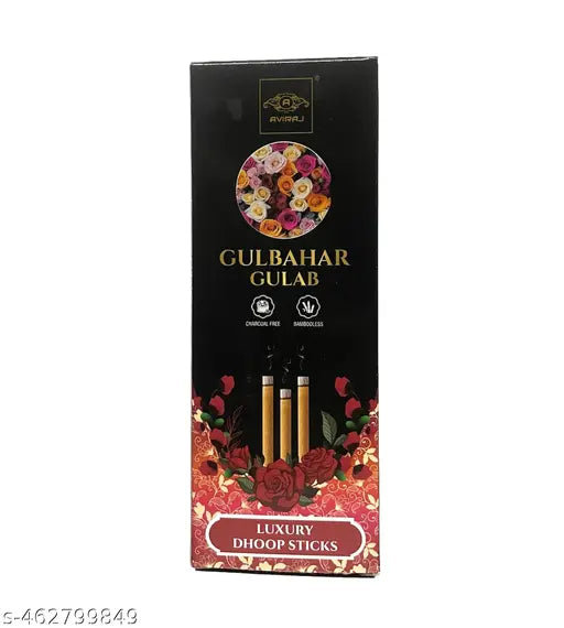 Aviraj Incense Dhoop Stick For Pooja I Dry Dhup Sticks Multi Fragrance Sandal (Chandan) ,Rose, Amber Gold, Aroma Heaven & Lavender Guggal (Guggul) Combo Pack Of 12 Box (12 X 10 Sticks) with Stand Bamboo less & Charcoal Free Dhoop Cone
