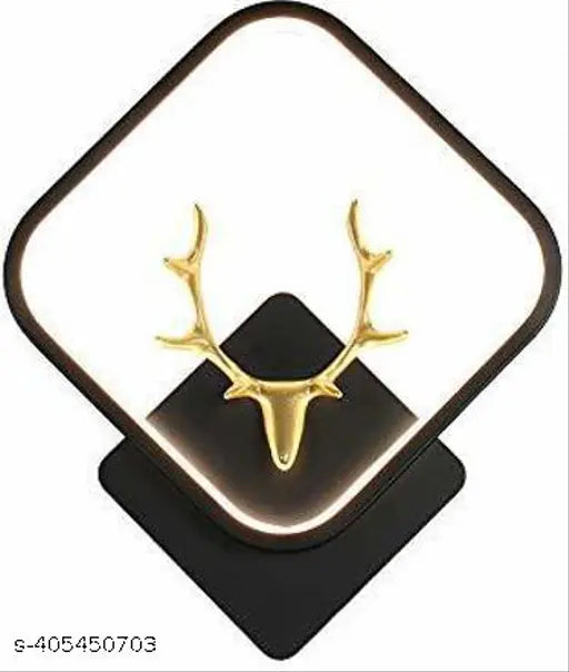 Black Body Home Decore Led Fancy Wall Light,Night Lamp,Decorative Lamp,Wall Hanging Lights for Bedroom,Living Room, Warm White(Square Deer Horn Bk)