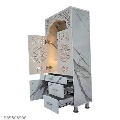 Unique Temple With Led Light Engineered Wood Home Temple  (Height: 130, Pre-assembled)