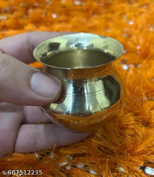 Brass Puja Thali Set, Complete Worship Kit with chokda and Spoon, Gold Finish