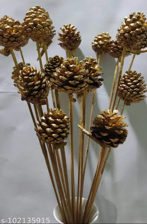 Bunch of Handmade Golden pine Artificial flower sticks Without Pot for decor home office indoor decor festive decor