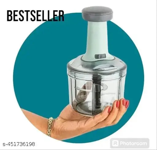 Manual Hand Press Push Chopper with 3 Blades for Effortless Chopping Vegetables & Fruits (Assorted,800ml, Plastic)