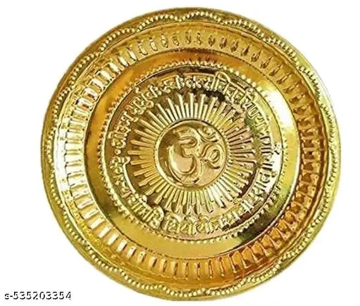 Wish Online Tilak Black Shivling Idol with Om Brass Pooja Thali Featuring Gayatri Mantra - Perfect for Diwali Puja Ceremony, Home Temple Decor, and Spiritual Gift for Blessings and Prosperity