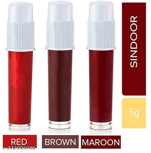 Liquid Kumkum Sindoor for Women Skin-friendly Liquid Bindi Waterproof Chemical Free 5g Red Maroon Brown Color Pack of 5