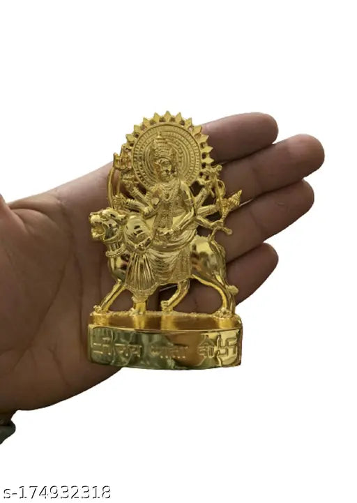 Durga and Kali Auspicious Indian Idol Combo for Car Dashboard Mandir Pooja Murti Temple Puja Home Decor Office Showpiece Set of - 2- Golden