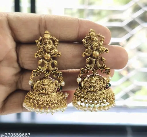 SHREE ADINATH CREATIONS  Traditional Temple South Indian Jhumki | Jhumki Earring's | Antique Gold Plated kempu stones Work Jhumka Earring II South Indian Traditional Jhumka Earring's For Women's II Women's Gift II Diwali Gift II