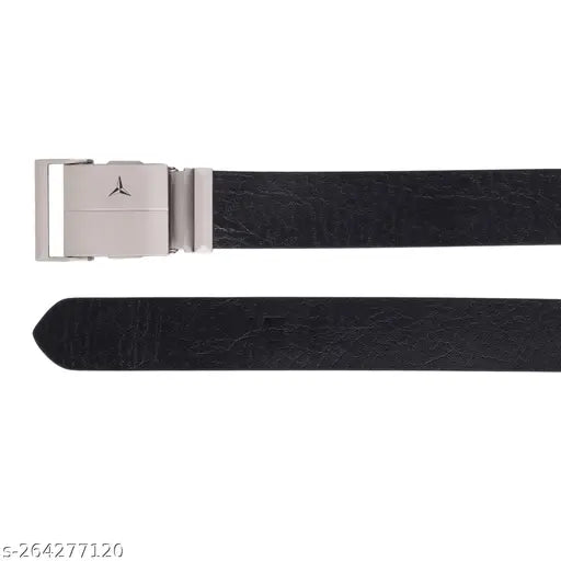SUNSHOPPING Men's Formal Black Auto Lock Buckle Genuine Leather Belt
