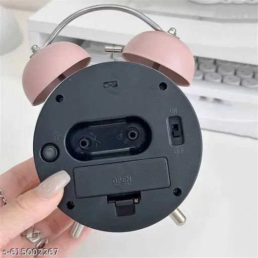 Nuvem Classic Retro Twin Bell Alarm Clock – Silent Non-Ticking Analog Table Clock with Loud Ringer & Night Light & Luminouss Dial – Ideal for Kids Students Bedroom & Study(Pack of 1)