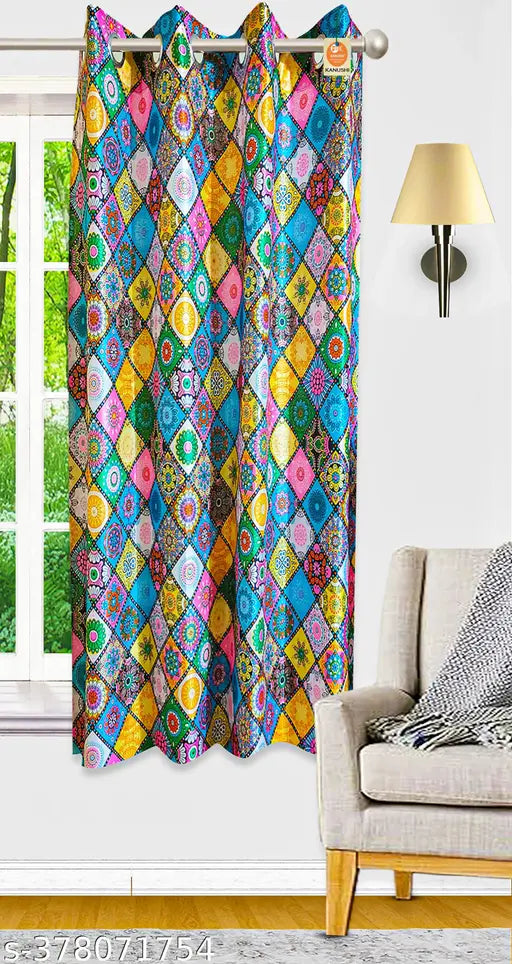 KANUSHI Industries® 1 Pieces Washable Polyster Eyelet Window Curtain Set (CUR-DIG-B-5FEET-1PCS)…