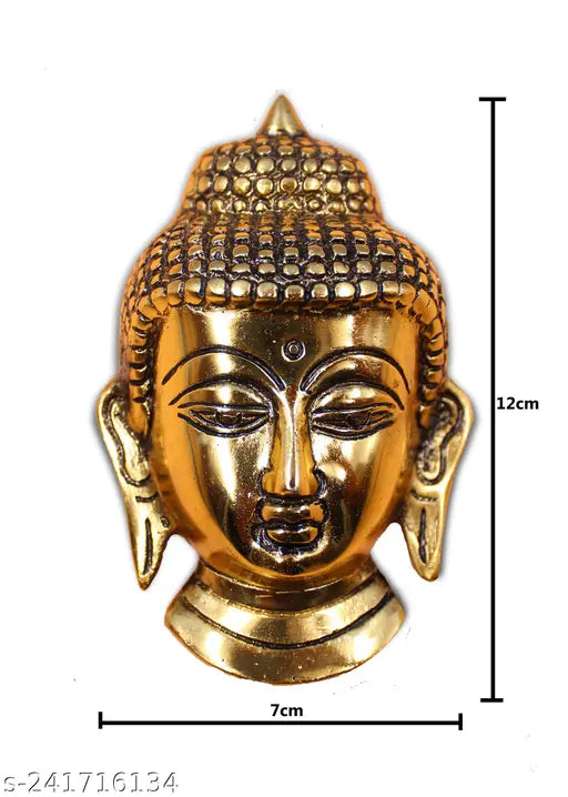 INFIITIVE BAZAAR Metal Buddha Face Wall Hanging With Gold Plated/Buddha face idol/Buddha Head  For Vastu, Home,Temple,Office And Gifting Purpose Luck, Love, Happiness and Prosperity Showpiece Decorative  Sculpture Antique Elegant Gift